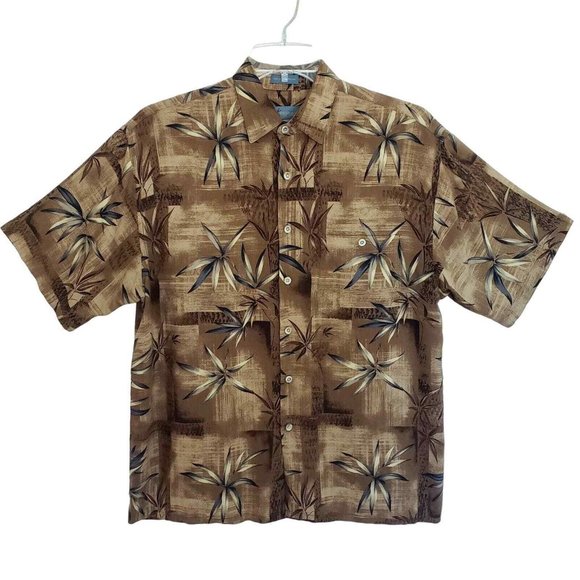 Kaylua Bay Other - Men's Kaylua Bay Hawaiian Khaki Tropical Palm Leaf Shirt LG. NWT.